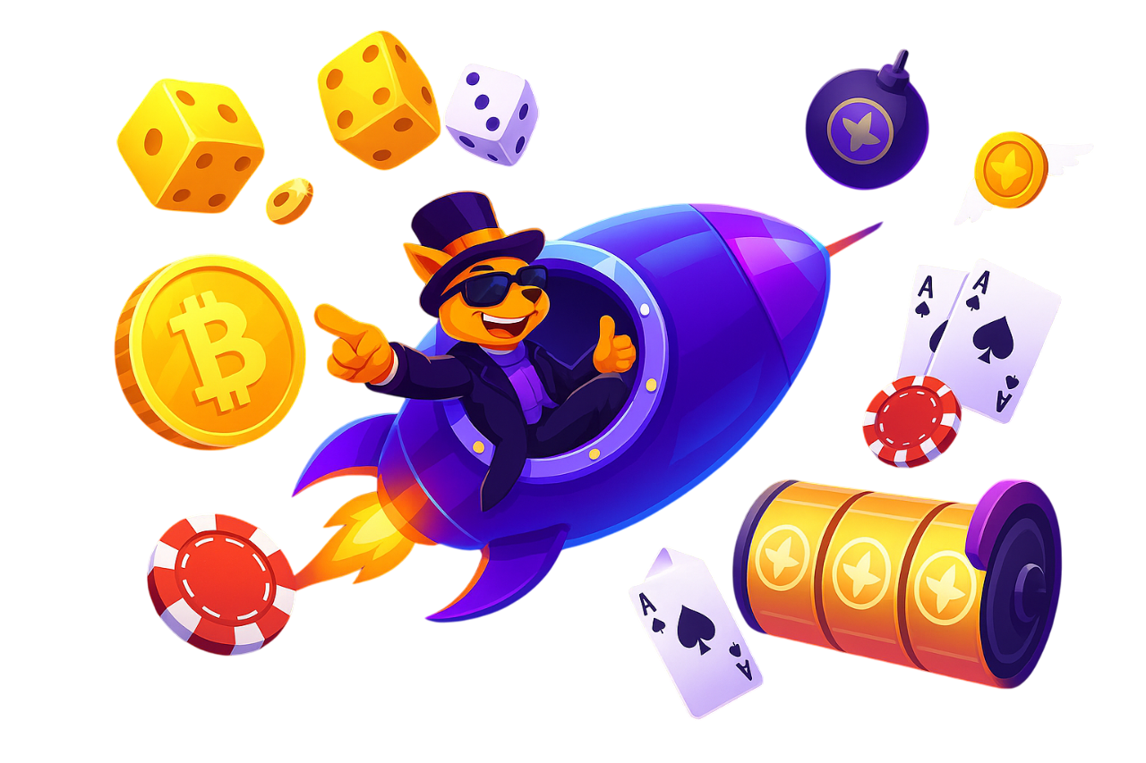 STARSPIN Mascot on Rocket